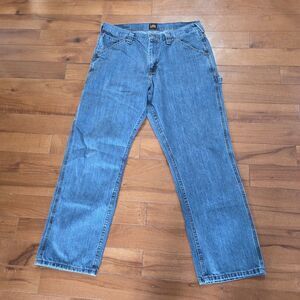 MENS LEE CARPENTER MULTI POCKET LOOSE FIT DENIM DUNGAREE JEAN SZ 34 X 30